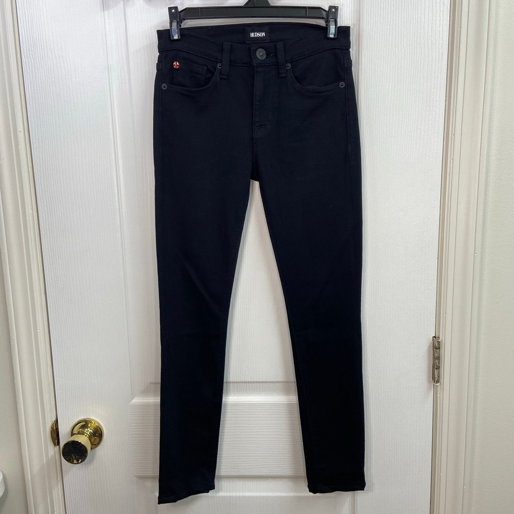 Hudson black cotton blend stretch skinny jeans‎ denim casual pants neutral basic